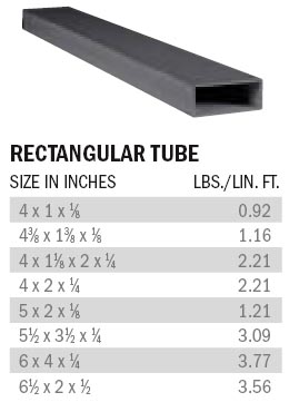 rec tube weight chart